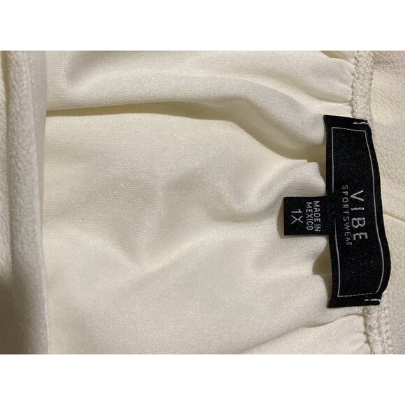 Vibe Sportswear Womans Cream Colored Flowy Lined Dress Size 1X - Picture 2 of 5